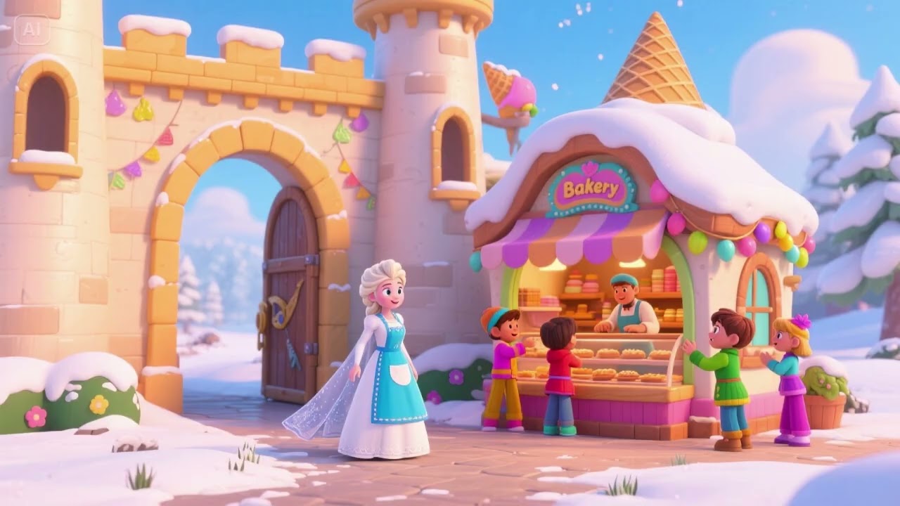 Пекарня у ворот замка Эльзы 🍰🏰❄️ | Весёлая детская песня и волшебное приключение с выпечкой 🎶✨
