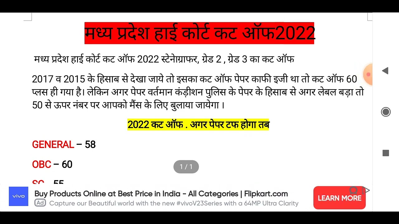 Mp High Court Cut Off 2022