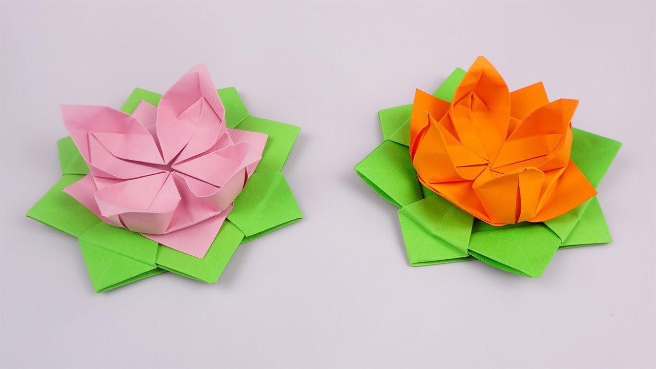 【折り紙の花】 簡単 蓮 折り方 / 折り紙 蓮 立体