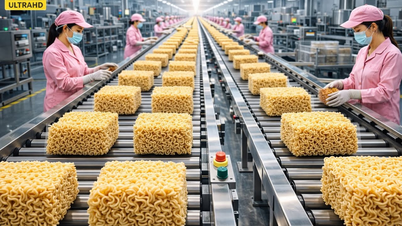 The complex process of producing instant noodles(Full process)
