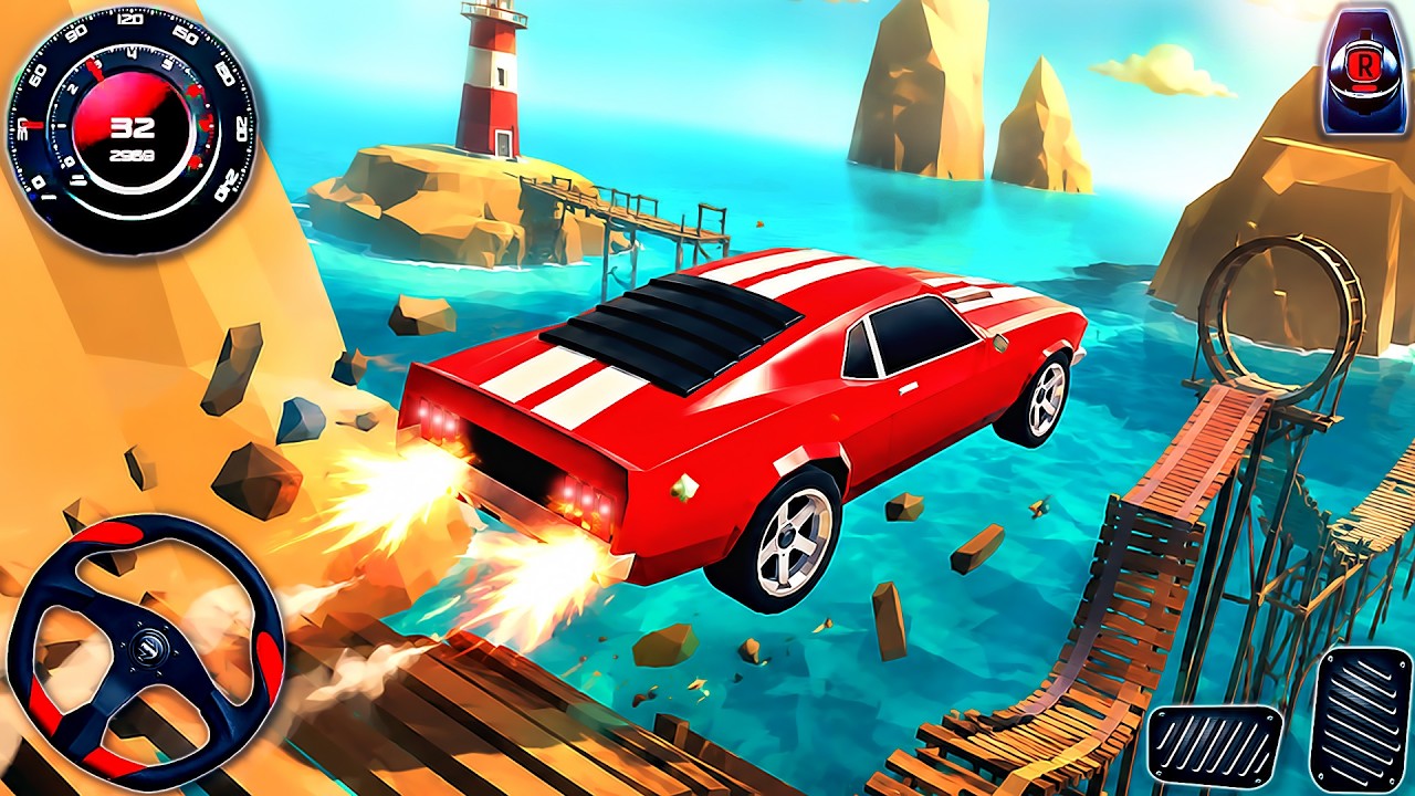 Прохождение новой игры Stunt Paradise &mdash; Безумные автомобильные трюки 3D | Геймплей на Android