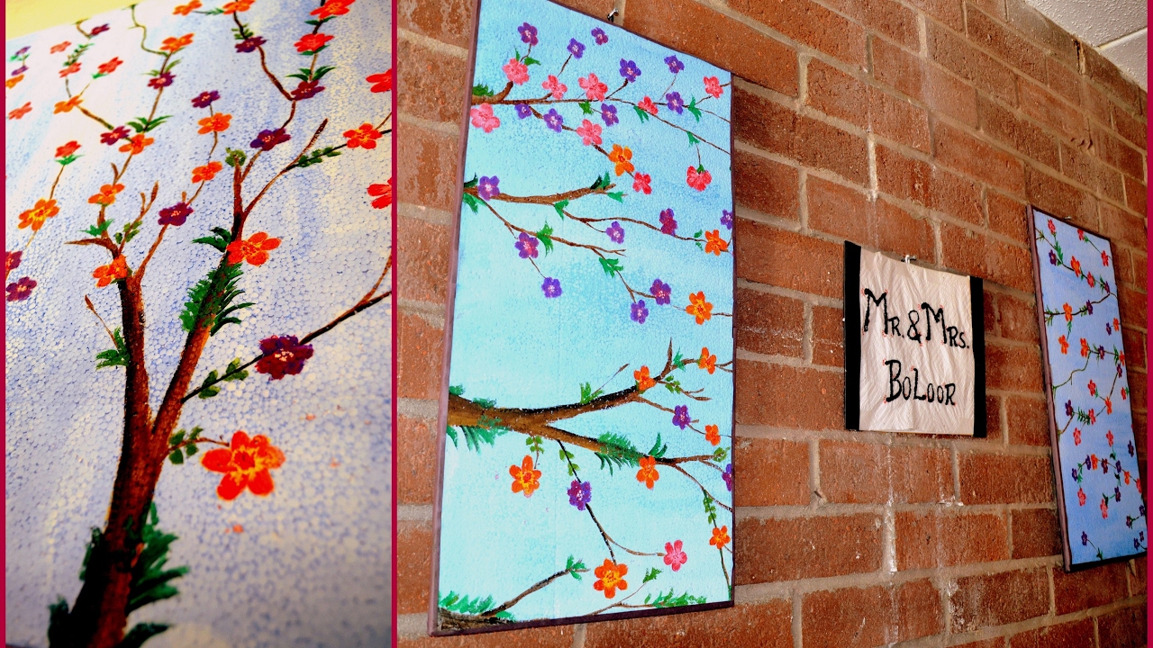 Thermocol floral painting | thermocol painting | acrylic painting | wall hanging
