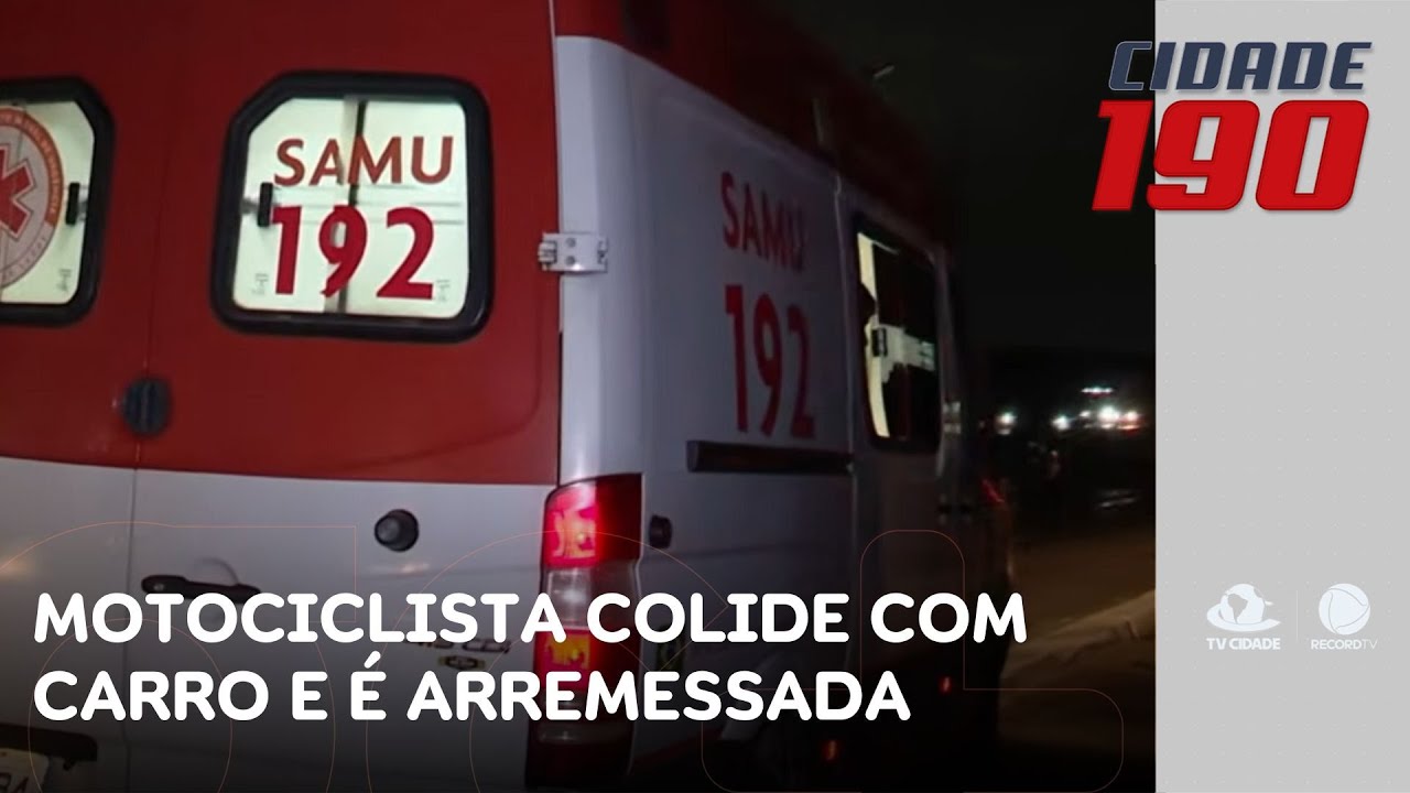 Motociclista colide com carro e é arremessada dentro da carroceria do veículo atingido | Cidade 190