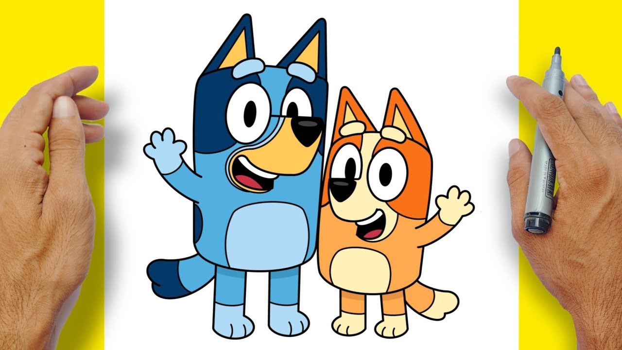How to Draw Bluey and Bingo Easy Step-by-step | Bluey 