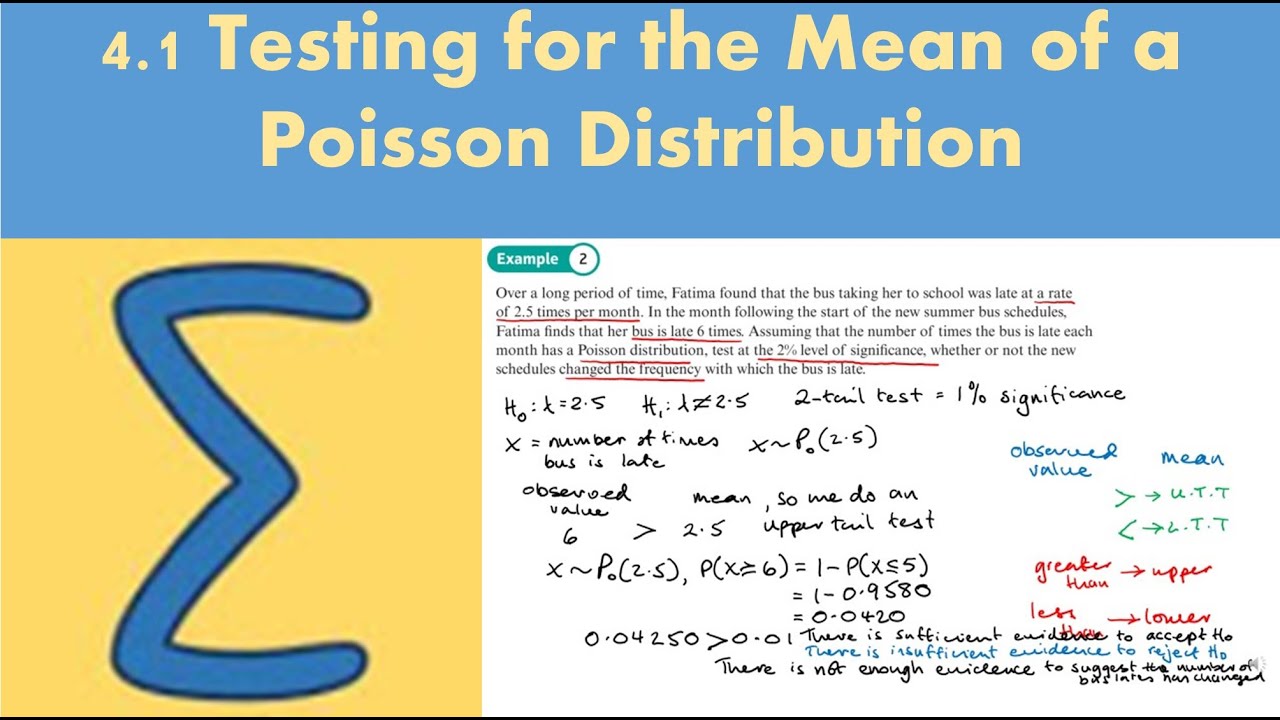 4.1 Testing for the Mean of a Poisson Distribution (FS1 - Chapter 4: Hypothesis testing)