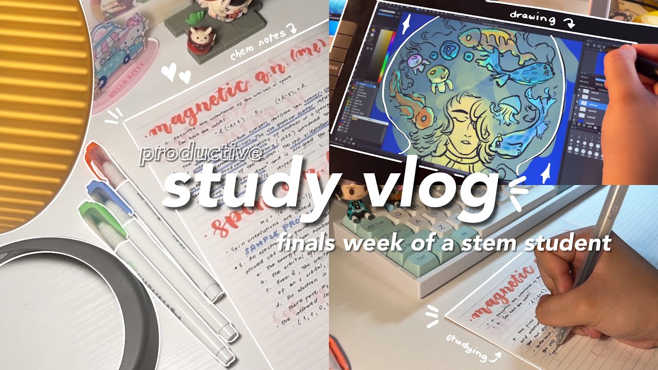productive study vlog 🖇🍎 lots of note taking, hoyofest, drawing ft. veikk table