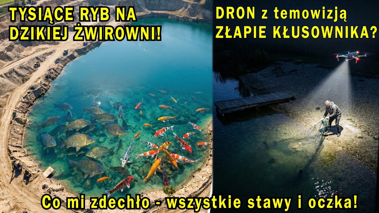 BĘDZIEMY W NOCY ŁAPAĆ KŁUSOWNIK&Oacute;W DRONEM Z TERMOWIZJĄ! MILIONY RYB Z DRONA! Co zdechło mi w stawach?