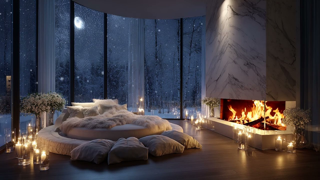 Luxury Winter Wind and Fireplace Sounds for Deep Relaxation, Stress Relief, and Peaceful Sleep