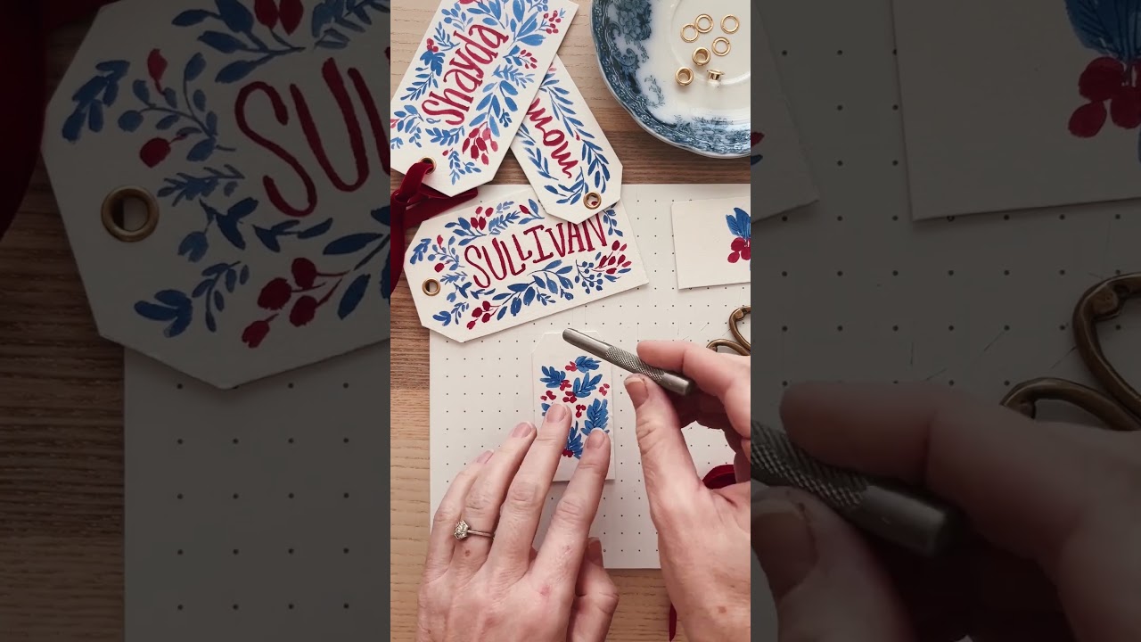 These brass grommets are the perfect finishing touch #holidaycards #christmas #2023 #short