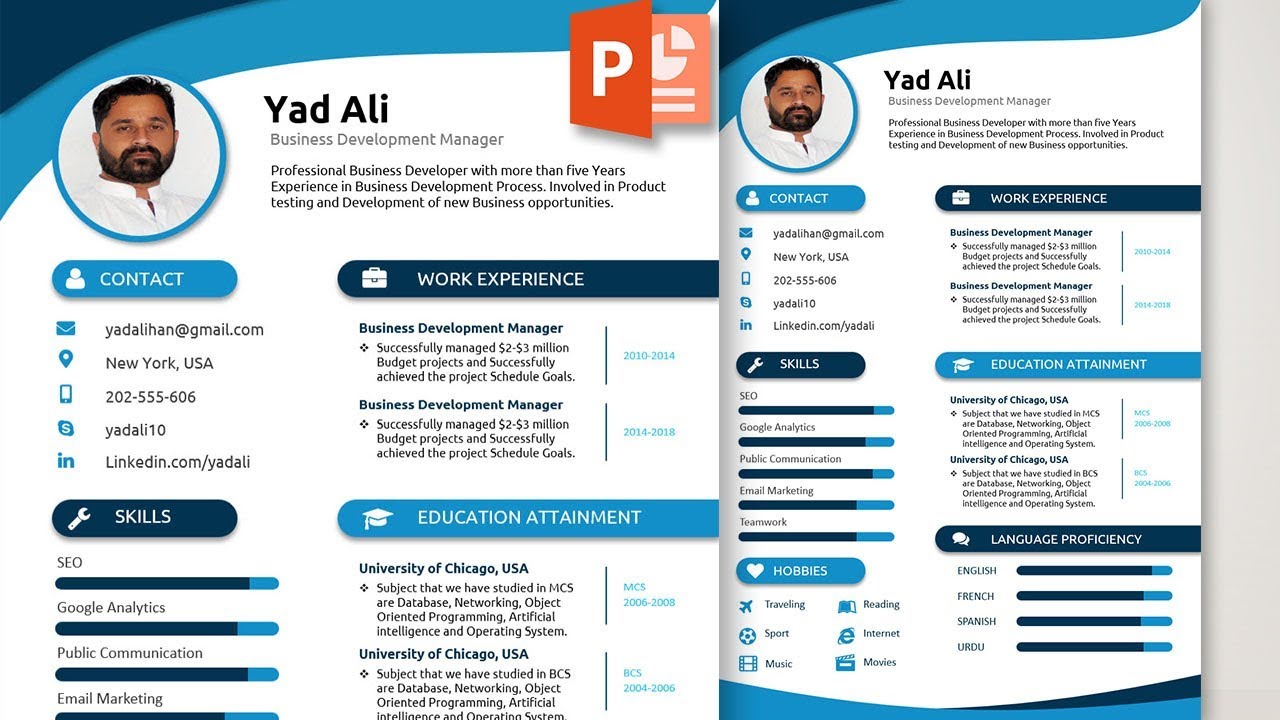 How to write and Design an Awesome Elegant Resume Template in ms powerpoint free download