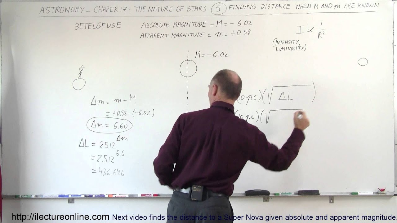 Astronomy - Ch. 17: The Nature of Stars (5 of 37) Distance=? given Absolute & Apparent Magnitude