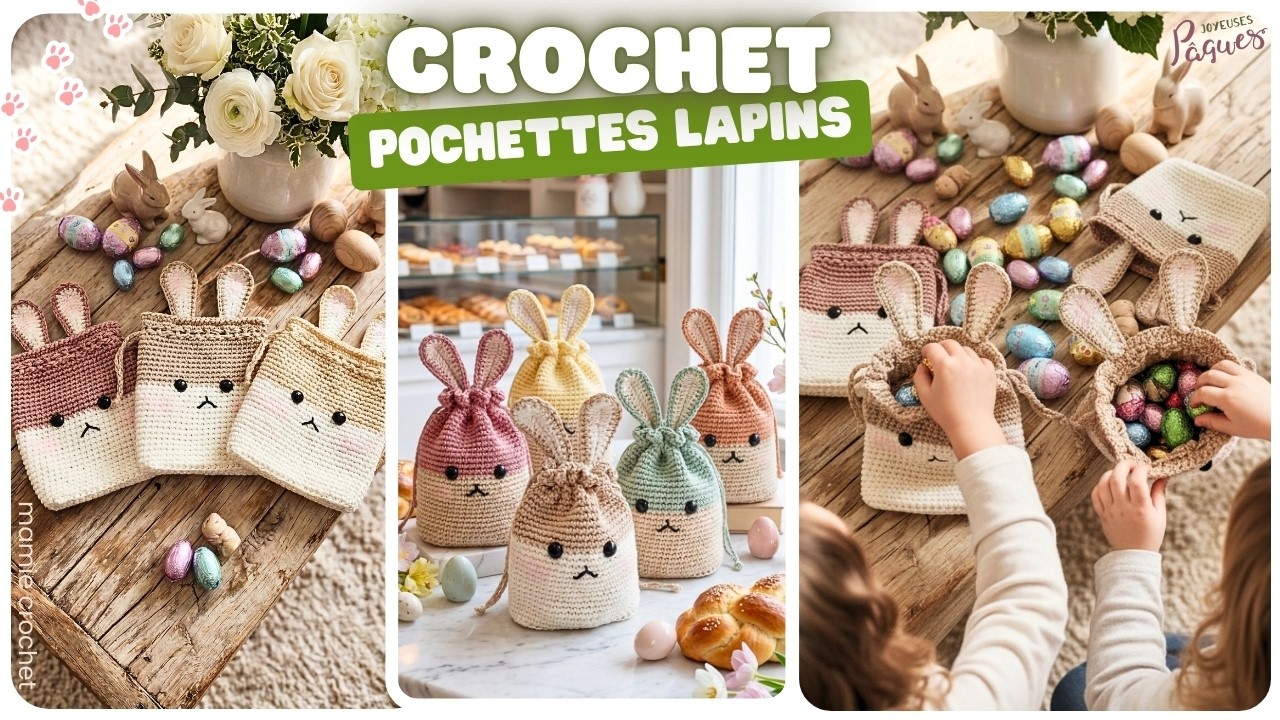 💖🌸 POCHETTE LAPIN DE BELLE TAILLE AU CROCHET DÉLICIEUSEMENT SIMPLE !  💖 🌸 TUTO LAPINOU @MamieCrochet