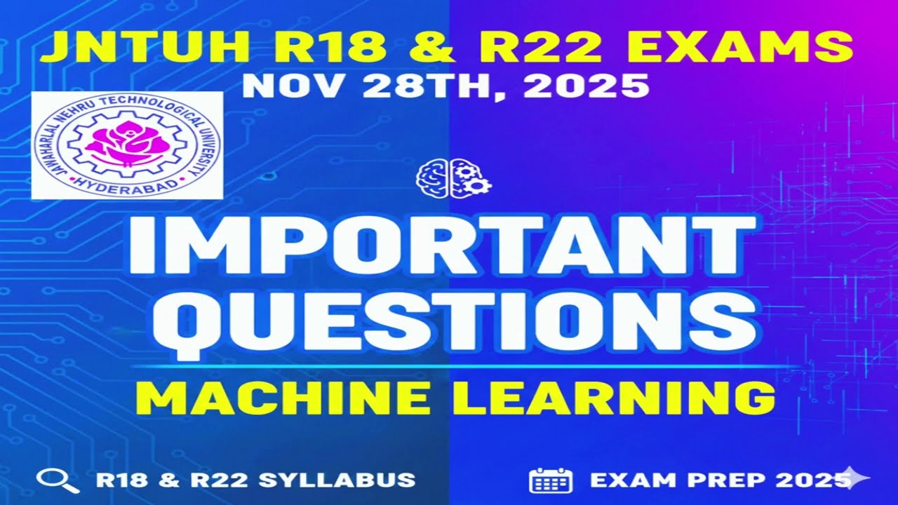 👉👉Machine Learning Important Questions | JNTUH R18/R22 | Unit-Wise Exam Preparation👍👍🏼