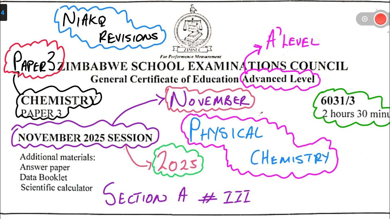 A LEVEL CHEMISTRY ZIMSEC N2025 PHYSICAL SECTION #3