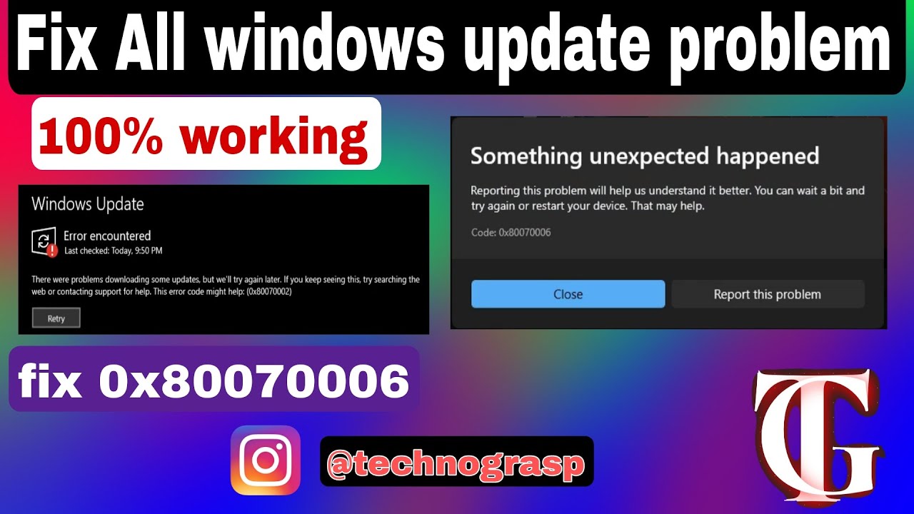 Fix All windows 10 update problem | error 0x80070006 | 100% working |Techno Grasp | Techno Remedy
