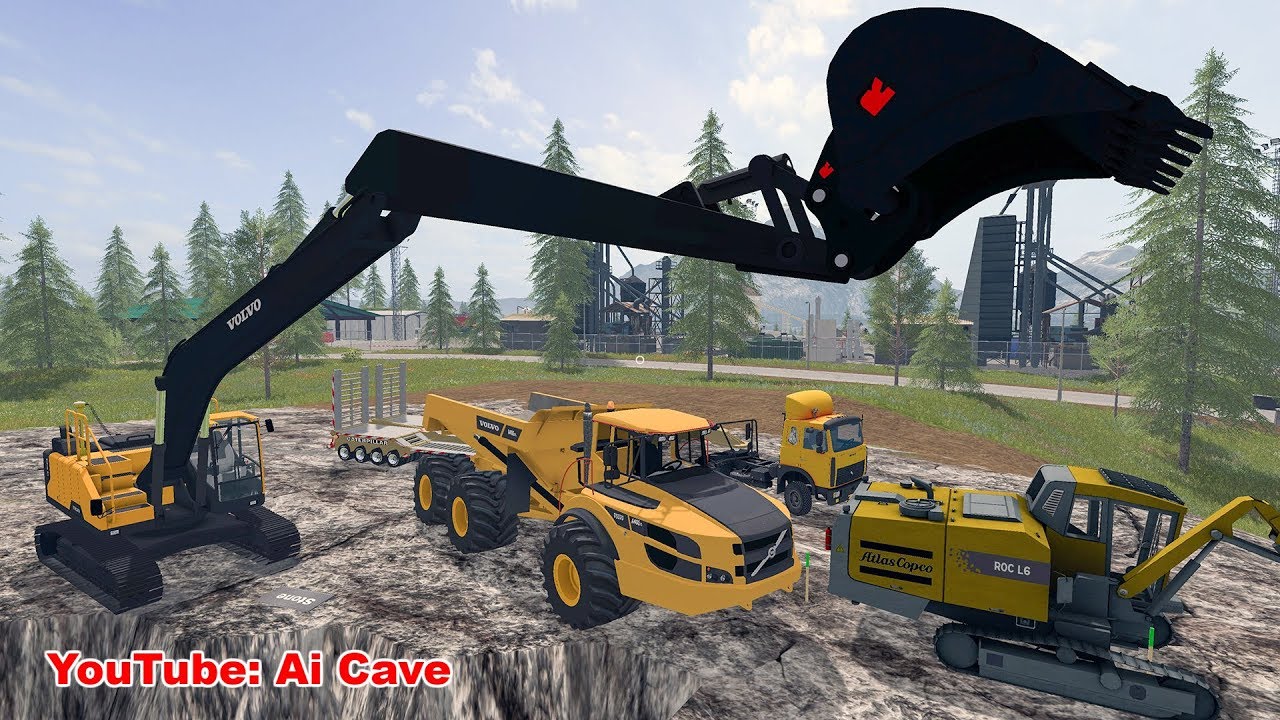 Новый экскаватор Volvo EC300E и грузовик A40G - Farming Simulator 17 Mods
