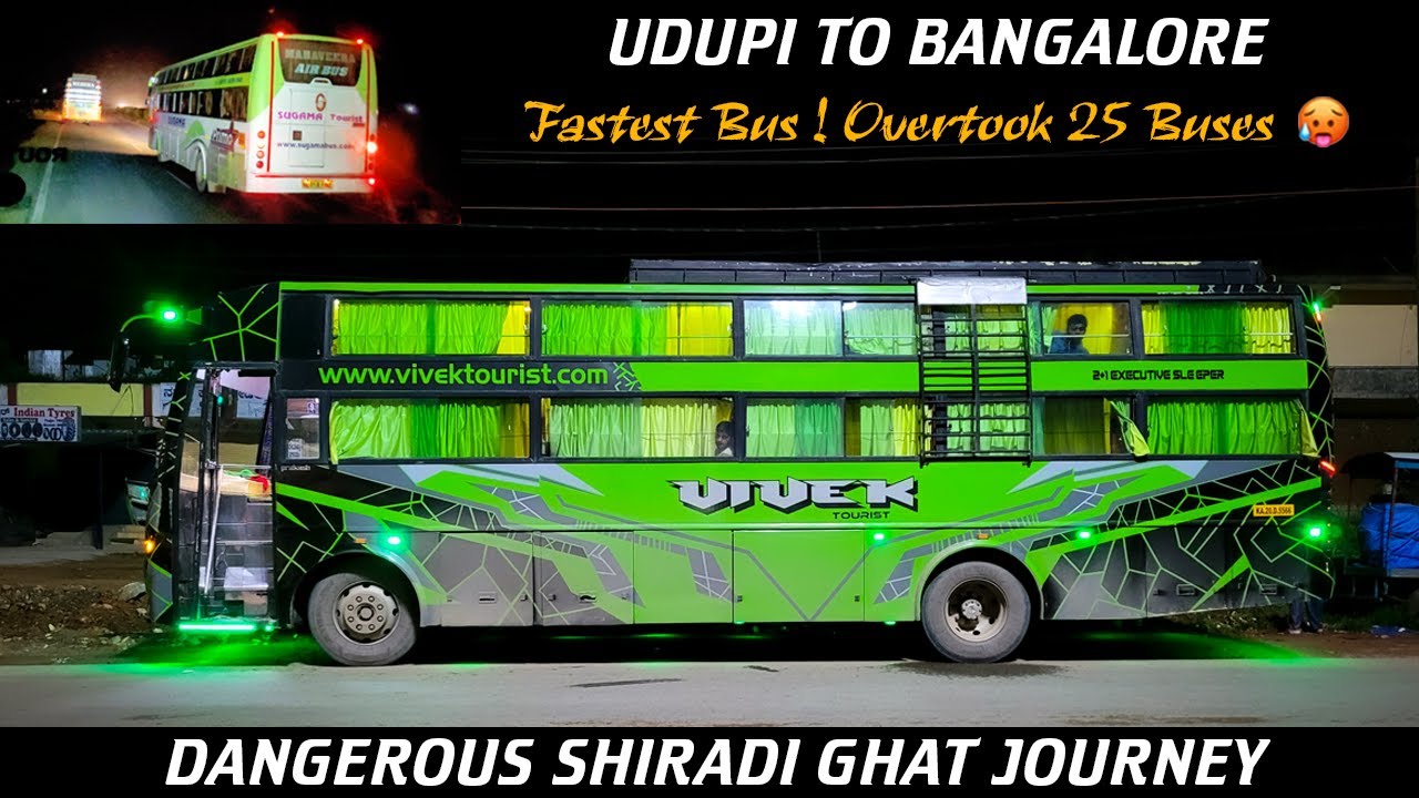 Udupi to Bangalore Bus Journey | Vivek Tourist Non Ac Sleeper | Dangerous Shiradi Ghat