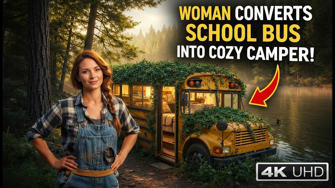 I Found an Abandoned School Bus by the River and Turned It Into a Secret Home  Full Build