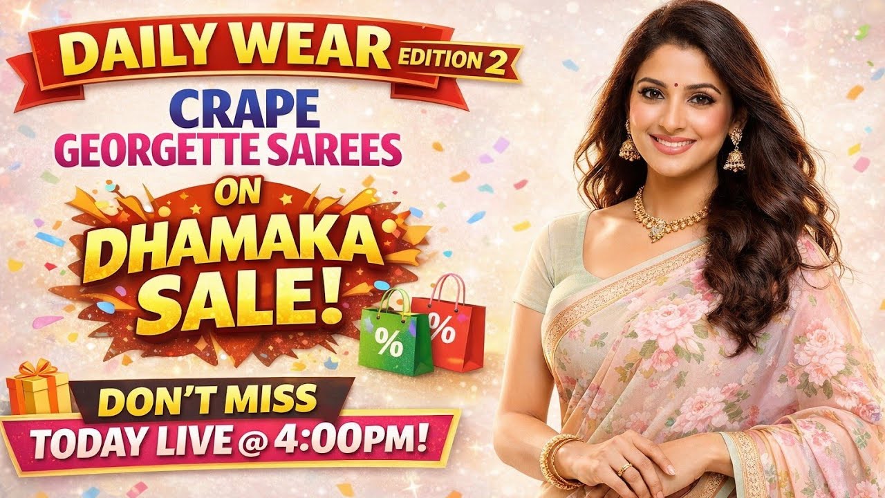 Daily Wear Crape Georgette Sarees Edition 2💖 DhamakaSale|Live Today @ 4PM |Trendy Pastel Collection