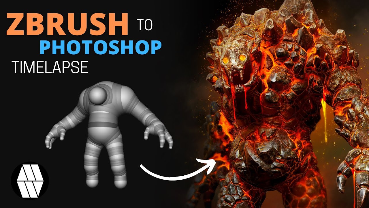 ZBrush to Photoshop Timelapse - 'Lava Golem' Concept
