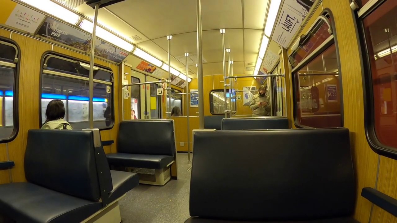 Munich Underground Metro U-Bahn Station Moosfeld View Inside Train