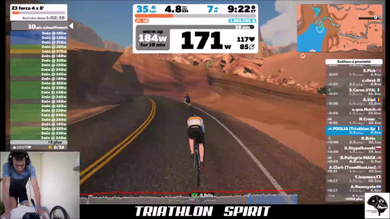 Entraînement vélo sur Zwift (Force en Z3) #1