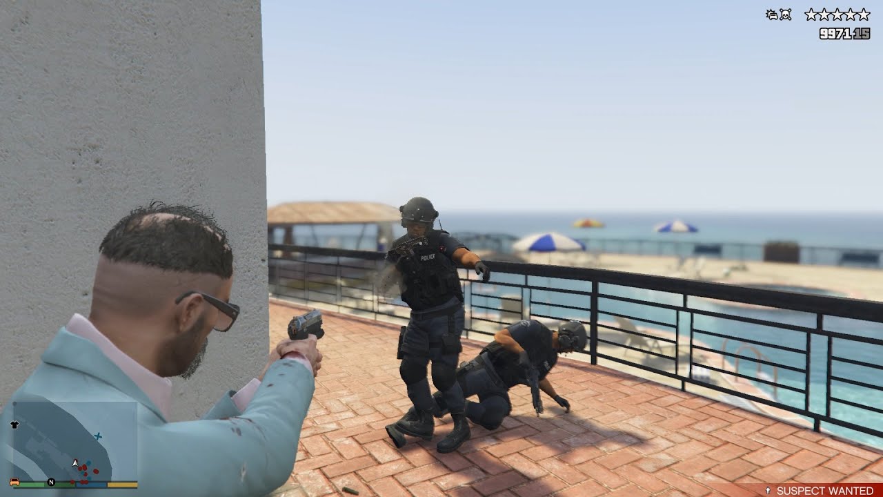GTA V Pacific Bluffs Country Club Rampage + Six Star Wanted Level Escaped