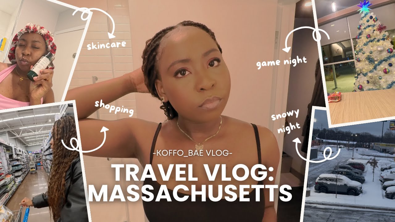 Travel vlog: Massachusetts, shopping, snowy game night, skincare and makeup