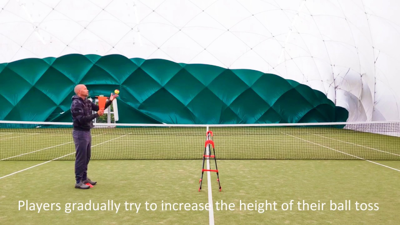 Mini Tennis Serve Technique - Ball Toss for a Tap Serve - Part 1 of Progression