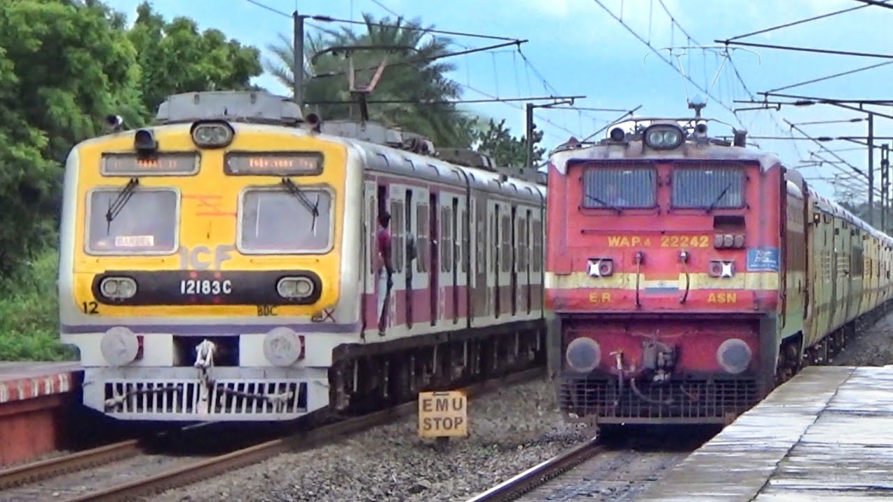 Different Types EMU Local Trains Crossing Quick Speedy Express Trains Back to Back | Indian Railways