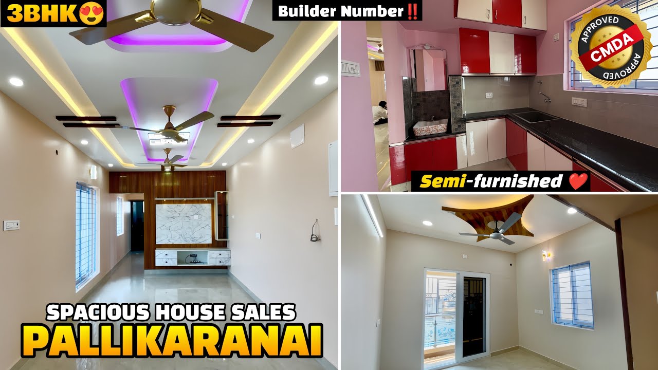 😍Independent Style -la 🏡‼️3BHK Semi-furnished House Sale Pallikaranai Chennai