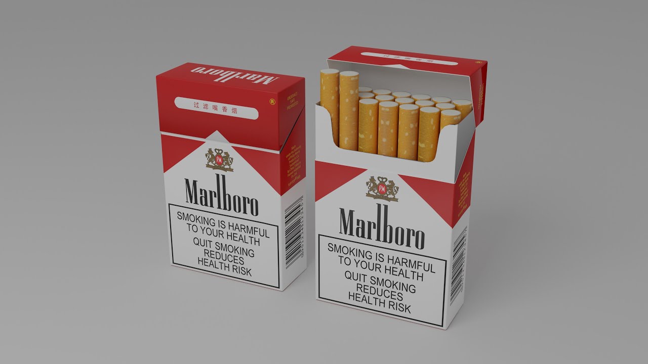 create Marlboro Cigarette pack using plane in blender