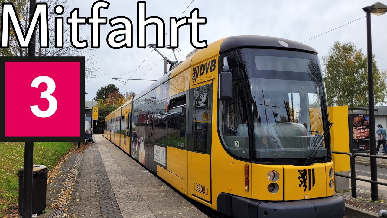 Straßenbahn Dresden | Mitfahrt | NGT D12 DD | Linie 3 | Hauptbahnhof Nord - Coschütz