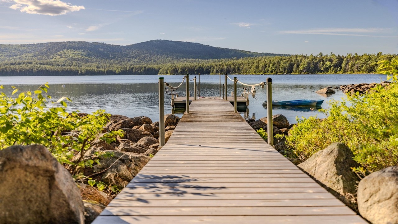 Rare Waterfront Log Home on Tunk Lake, Maine for Sale