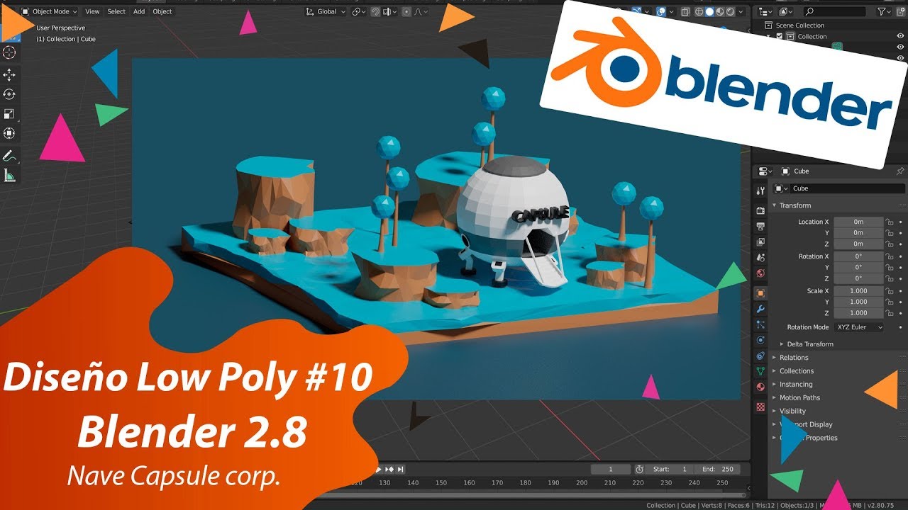 Diseño Low Poly Blender 2.8 #10 | Nave Capsule corp.
