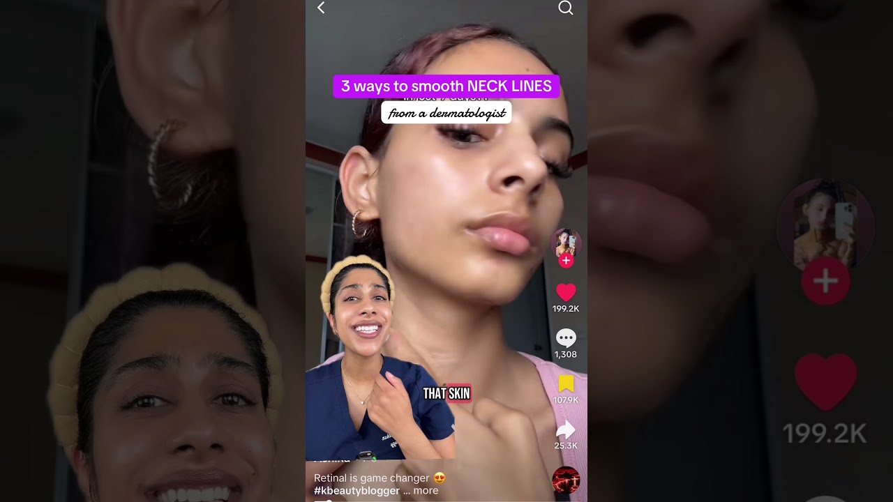 How to smooth neck wrinkles/neck lines at home, from a dermatologist #skincare #techneck