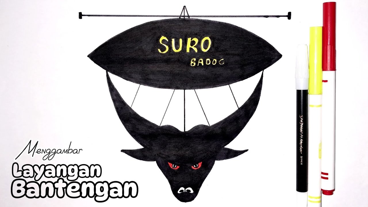 Menggambar Layangan Bantengan || Gambar Layangan Banteng Suro
