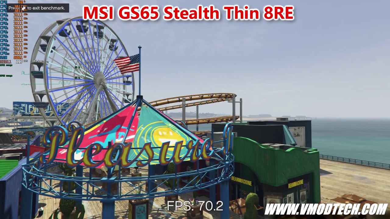 MSI GS65 Stealth Thin 8RE GTA5 Benchmark Test
