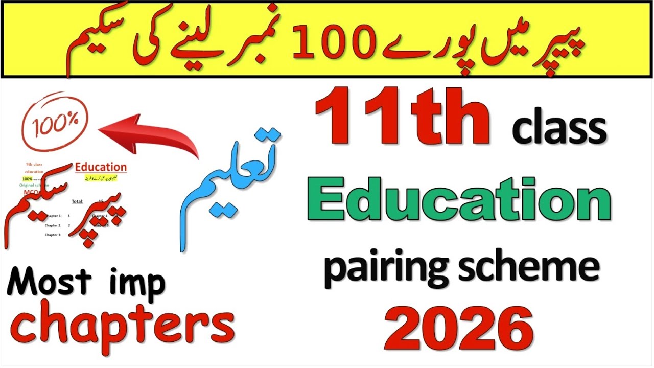 11th Class Education Pairing Scheme 2026 | 11th class education paper pattern 2026 🔥| #11thguess2026