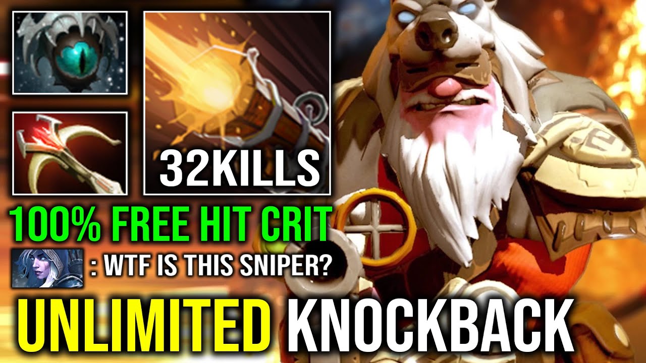 WTF 100% FREE HIT Knockback Longest Attack Range Unlimited Crit Skadi Slow Sniper Dota 2