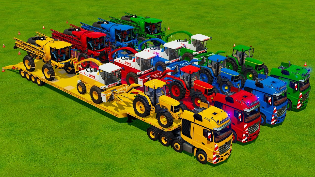 TRANSPORTING TRACTORS, FORAGE HARVESTERS & SPRAYERS WITH BIG TRUCKS! - Farming Simulator 22