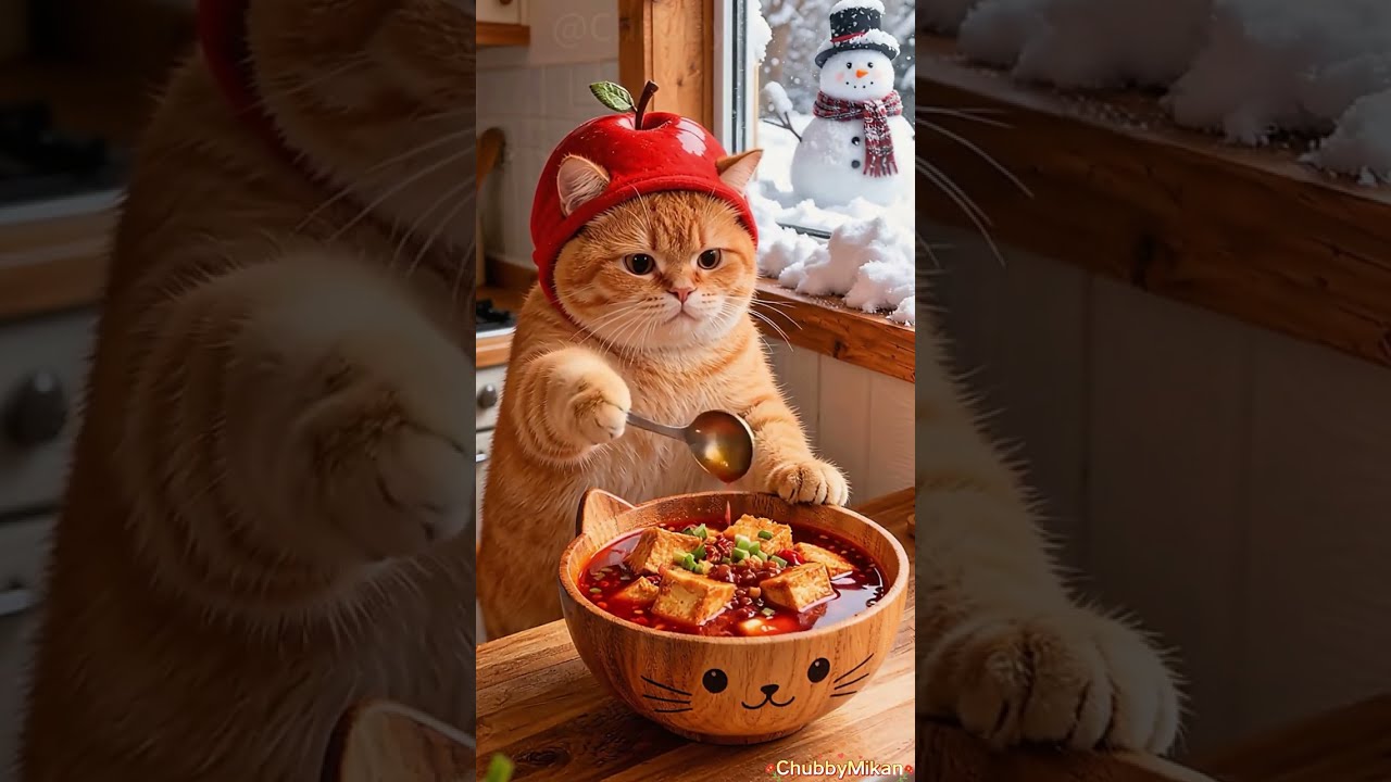 😱🍳 Оранжевый кот, который умеет готовить?! #готовка #кот_готовит #пухлый_кот #кот_повар #кошачья_...
