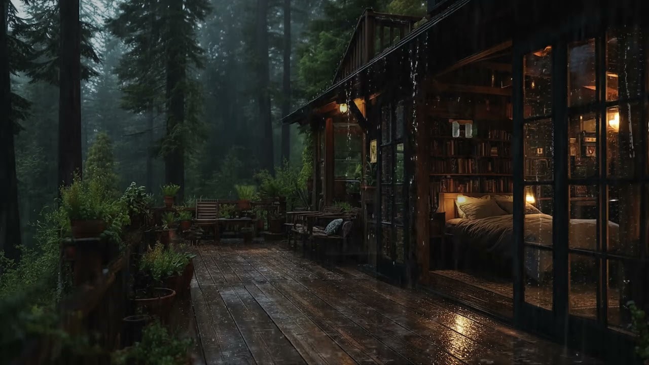 Forest Bedroom Rain Ambience | Peaceful Rain Sounds for Deep Sleep and Relaxation