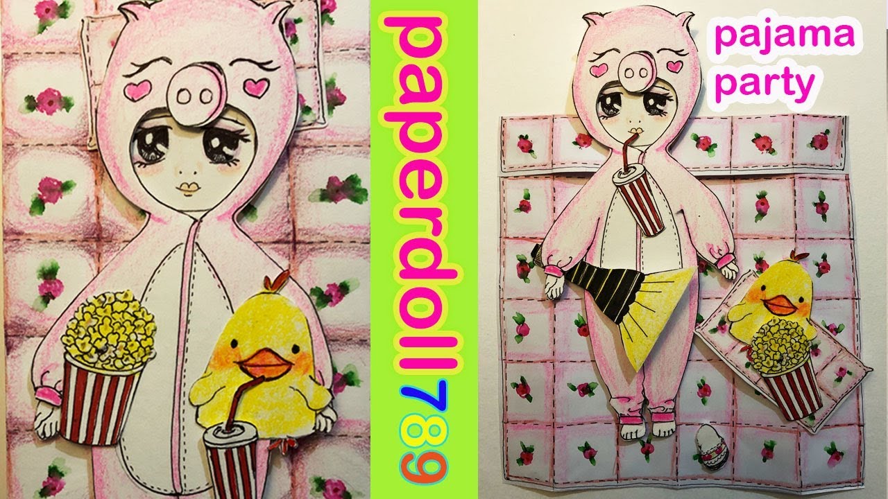 종이인형789#1파자마파티[pajama party][origami][paperdoll][紙人形作り][ทำตุ๊กตากระดาษ][paperdoll789][BJD]