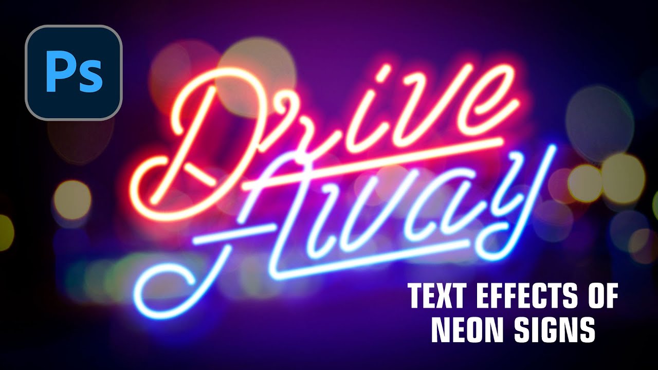 Text Effects of Neon signs coloring the night in Photoshop 2024