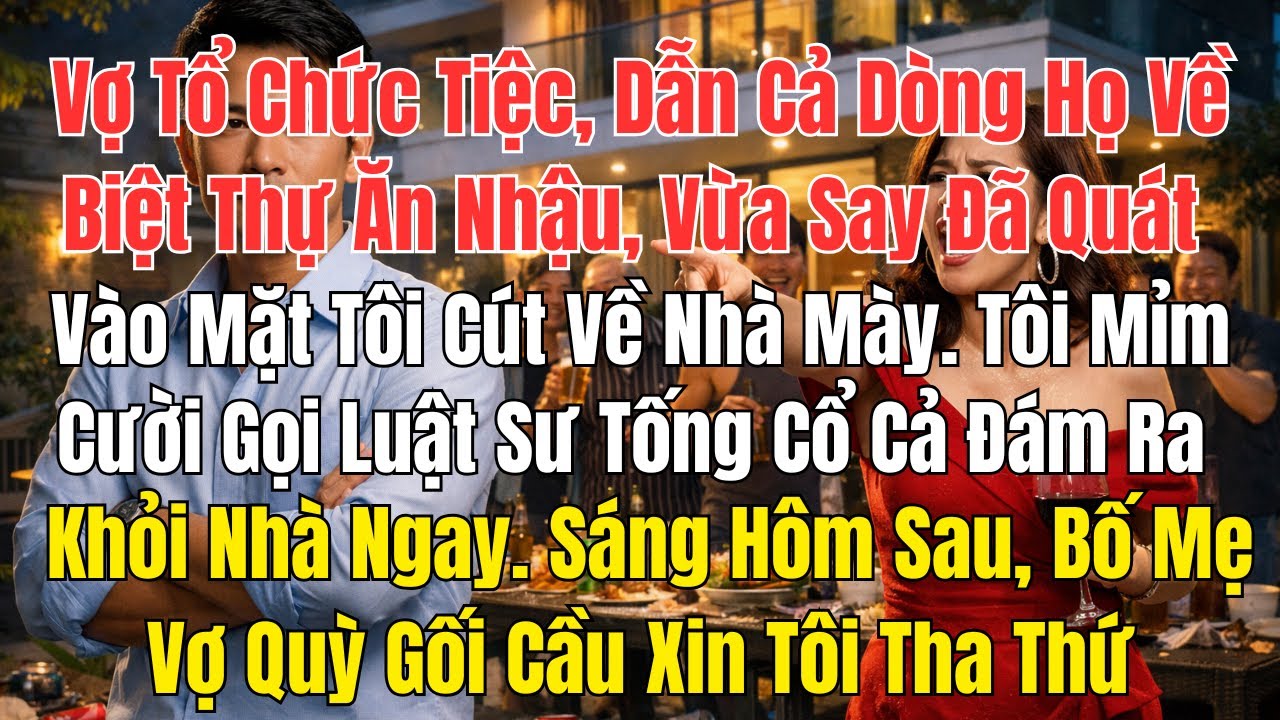 VỢ TỔ CHỨC TIỆC, DẪN CẢ DÒNG HỌ VỀ BIỆT THỰ ĂN NHẬU, VỪA SAY ĐÃ QUÁT VÀO MẶT CHỒNG: 