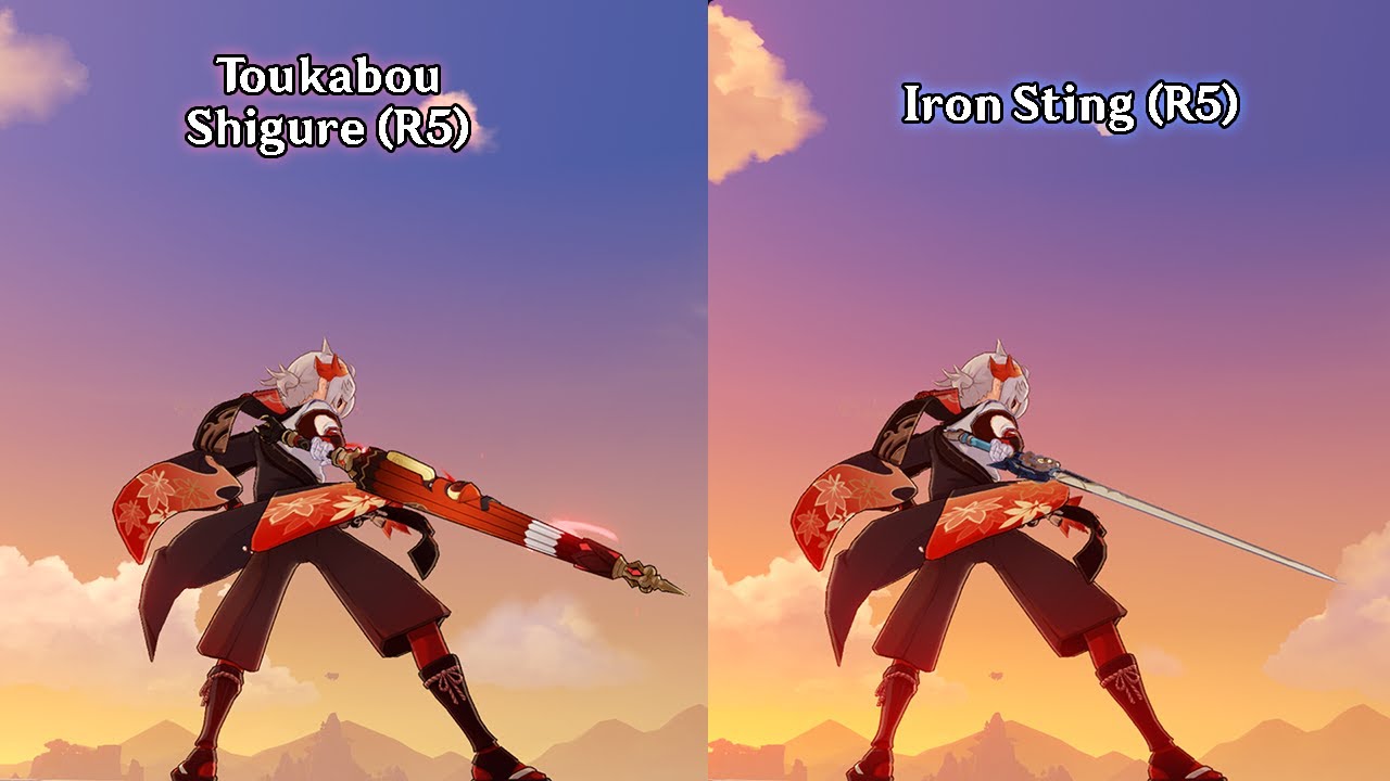 Toukabou Shigure (R5) Vs Iron Sting (R5) | Kazuha's (F2P) Weapons Test