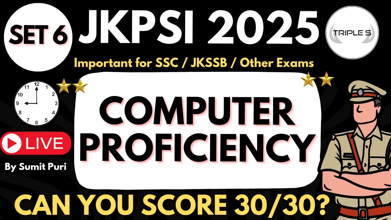 Computer Proficiency : Can You Score 30/30 Important for JKPSI SSC JKSSB Exam : SET 6