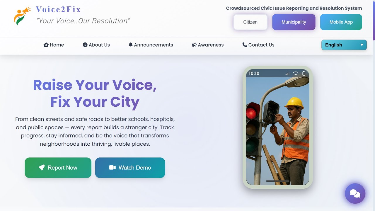 Voice2Fix-A crowdsourced civic issue reporting and resolution system&nbsp;|&nbsp;SIH&nbsp;2025