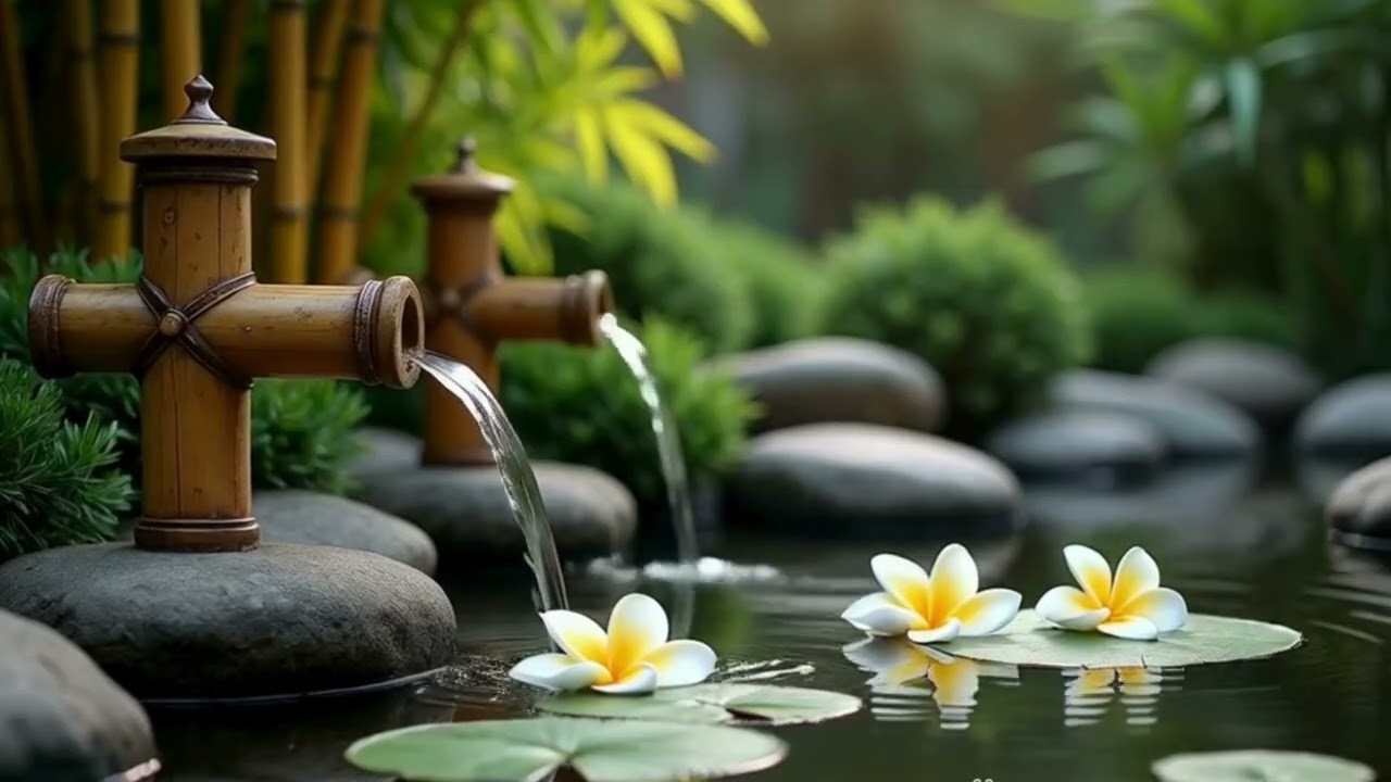 Relaxing Bamboo Water Fountain Sounds 🌿 Deep Sleep, Stress Relief & Inner Peace